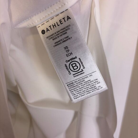 New Athleta White Collared Urbanite II Camisole Button Front Sleeveless Top XS - Picture 8 of 8
